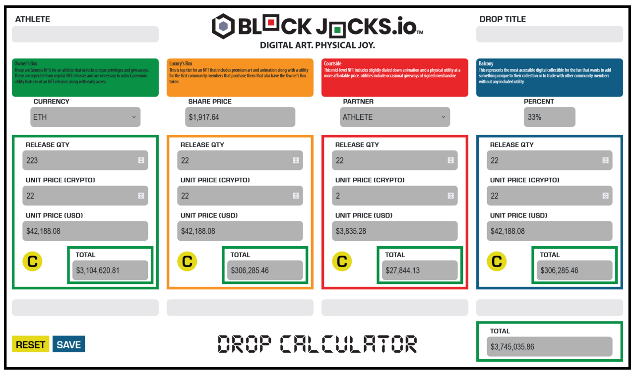 Block Jocks NFT Drop Calculator screenshot
