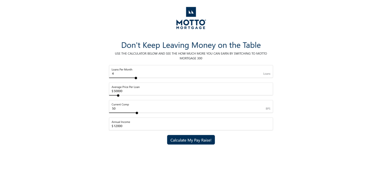 Motto Mortgage Pay Calculator