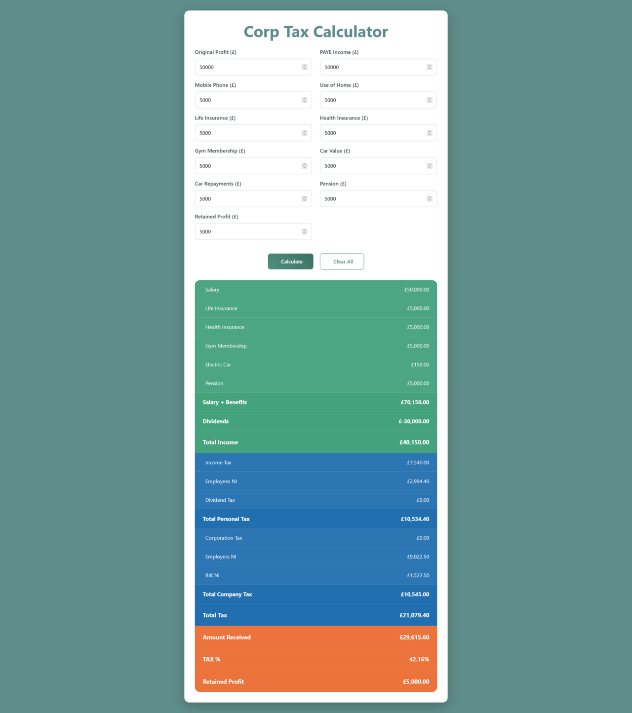UK Corp Tax Calculator